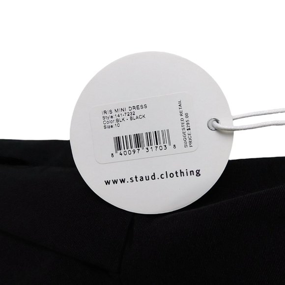 NWT Staud Iris Mini Dress in  Black Women's Size 10 - Picture 6 of 6